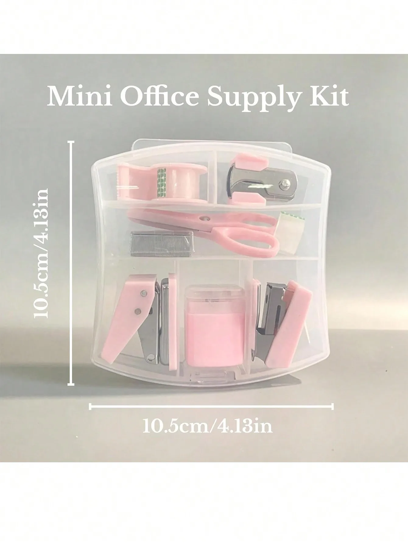 8 قطع من مجموعات مستلزمات المكاتب الصغيرة، اللوازم المدرسية الصغيرة – تتضمن دباسة صغيرة، مقص، مزيل التيلة، الدبابيس، موزع الأشرطة