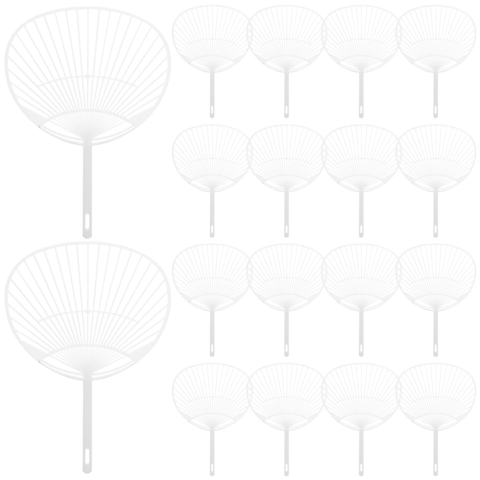 

20-Piece White Plastic Creative Durable Japanese Fan Uchiwa DIY Kit Fan Framework for Crafts Hand Fan Making