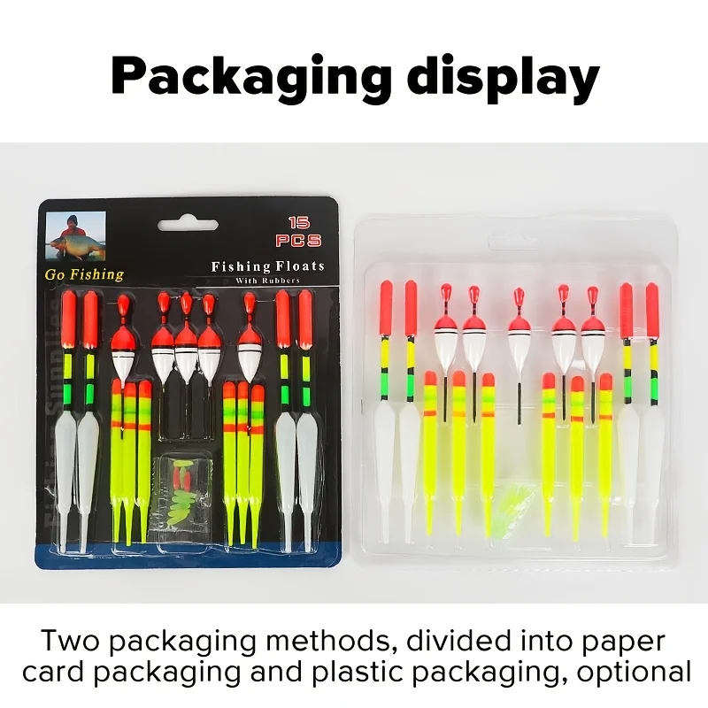 15pcs/lot Mixed Color  Fishing Float Vertical Pesca For Carp Fishing Float Fishing Tackle High quality durable fish float set