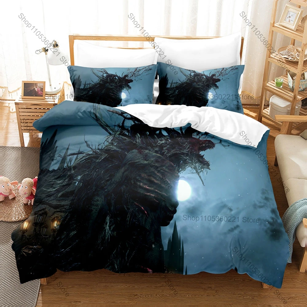 Cool Moody Dark Victorian Gothic Female Hunter Bedding Set Duvet Cover + 2 Pillowcases Muted Black Red Clockwork Bedroom Decor