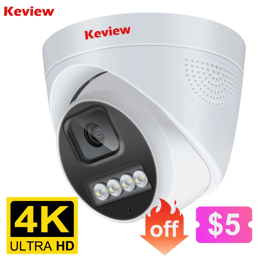 4K 8MP POE IP Camera Audio H.265 Onvif Wide Angle 2.8mm AI Color Night Vision Home CCTV Video Surveillance Security