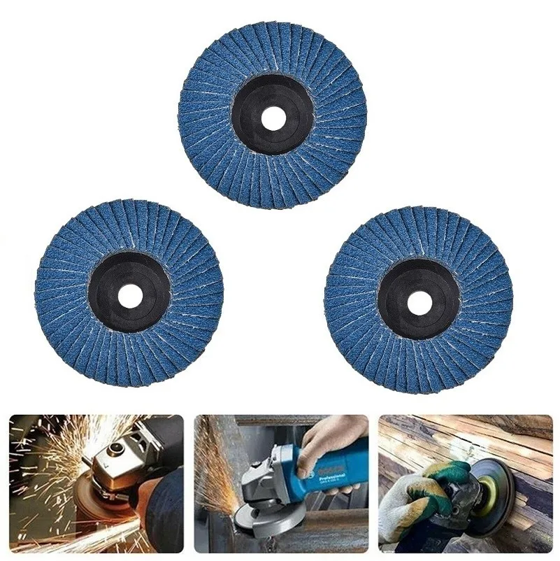 New Practical Grinding Wheel Hole 10mm 80 Grit Blue 3 Inch 3pcs 75mm Flap Discs For Angle Grinder Sanding Discs