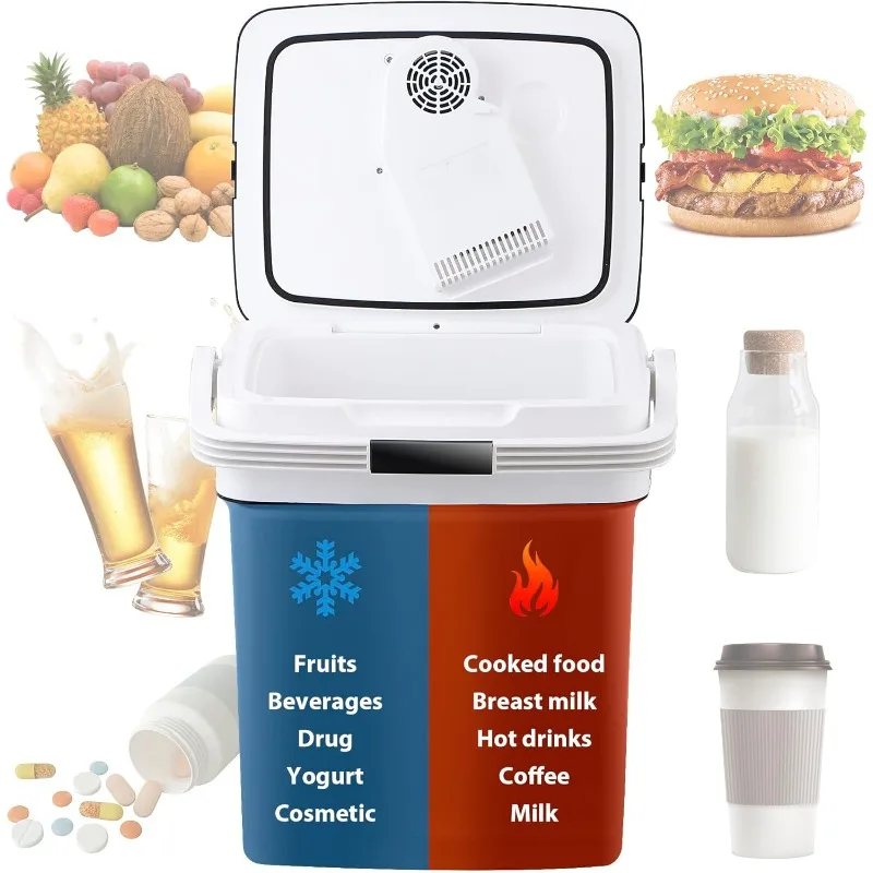 مبرد وسخان كهربائي صغير من ZENY - ثلاجة سيارة بتيار مستمر 12 فولت مع مقبض قفل تلقائي، ثلاجة سيارة محمولة بسعة 28 لترًا