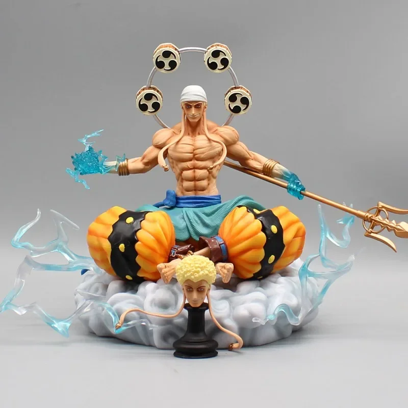 

23cm Anime One Piece Figure GK Sitting Posture Thor Enel God Sky Piea Enel Action Figure PVC Collectible Model Toys Doll Gifts