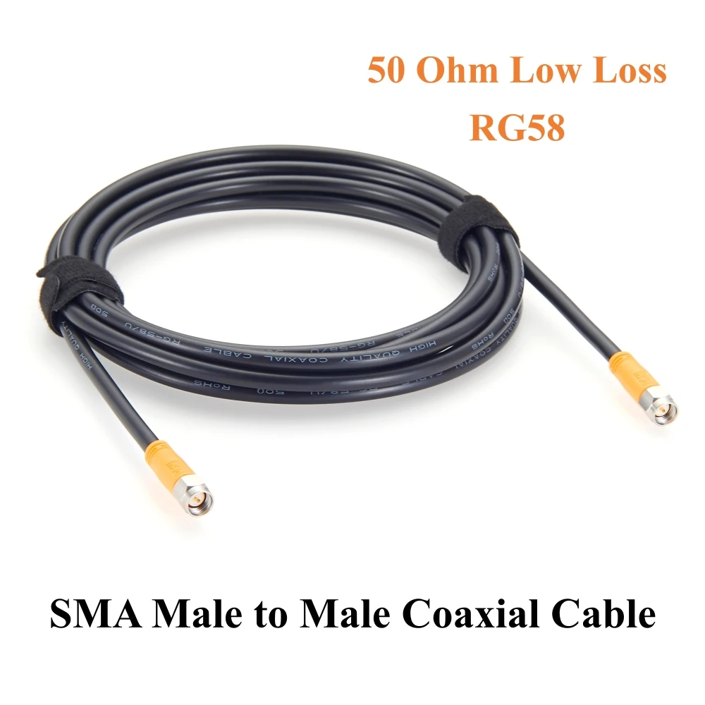 

SMA Male to SMA Male RG58 Coaxial Cable 50 Ohm Low Loss RF Coax Jumper Cable for Antenna, WiFi Router, 4G LTE, GPS, Ham Radio