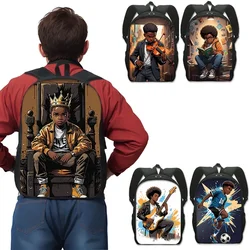 Afro Black Boy with Crown Backpack Black King Doctor Astronaut Pilot Rucksack Children School Bag for Teenager Daypack Book Bag