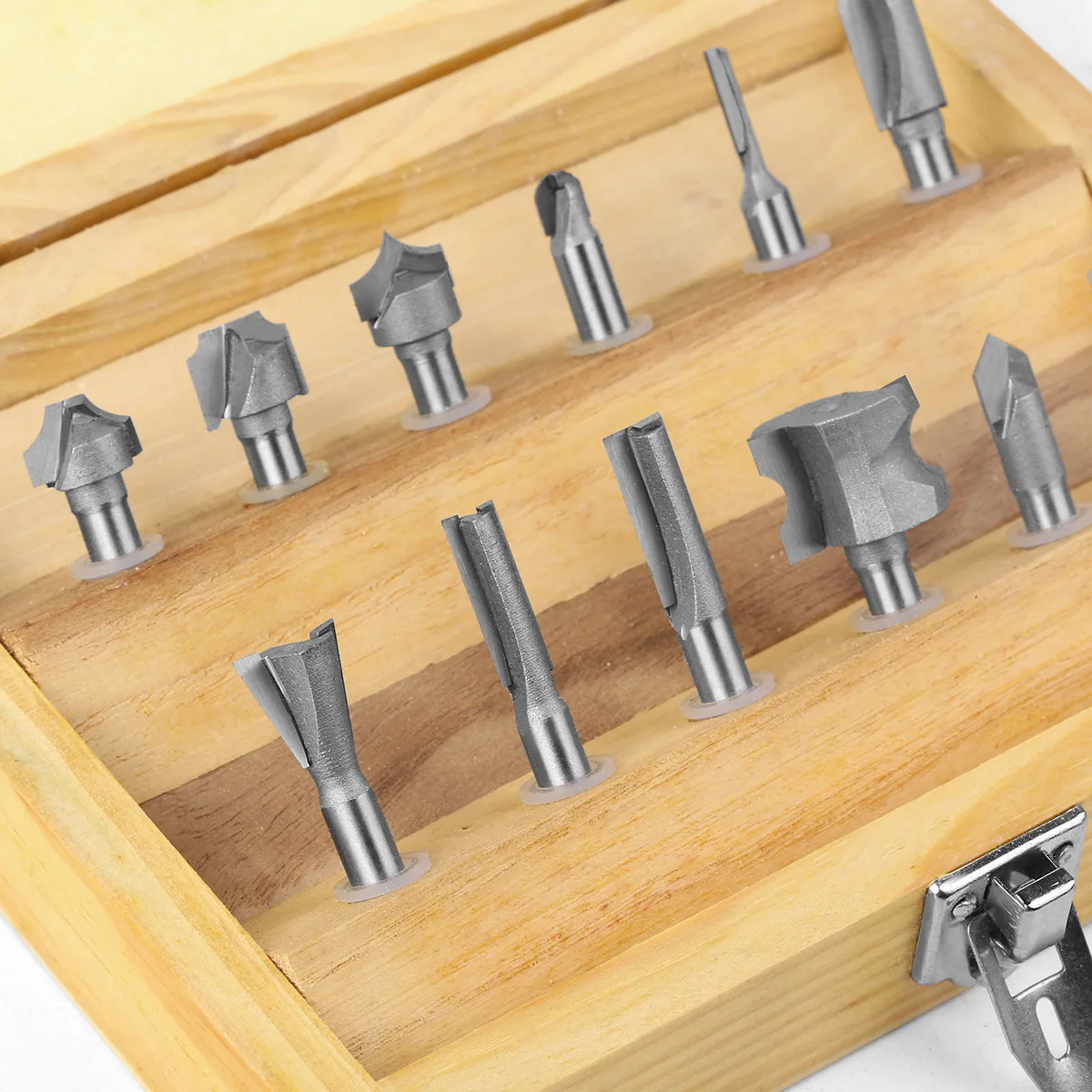 12pcs 6mm Shank Router Bit Set Woodworking Tools Straight Carving Slotting Round Bits Carbide Wood Milling Cutter