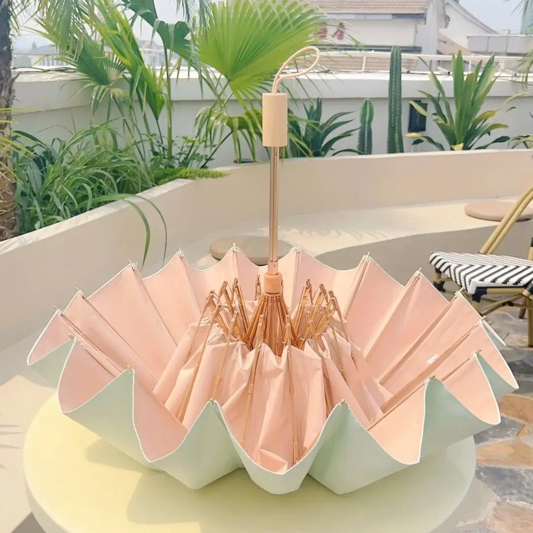 

Цветной зонт от дождя или блеска, летний виниловый зонт с защитой от ультрафиолета, женский портативный ручной складной зонт двойного назначения