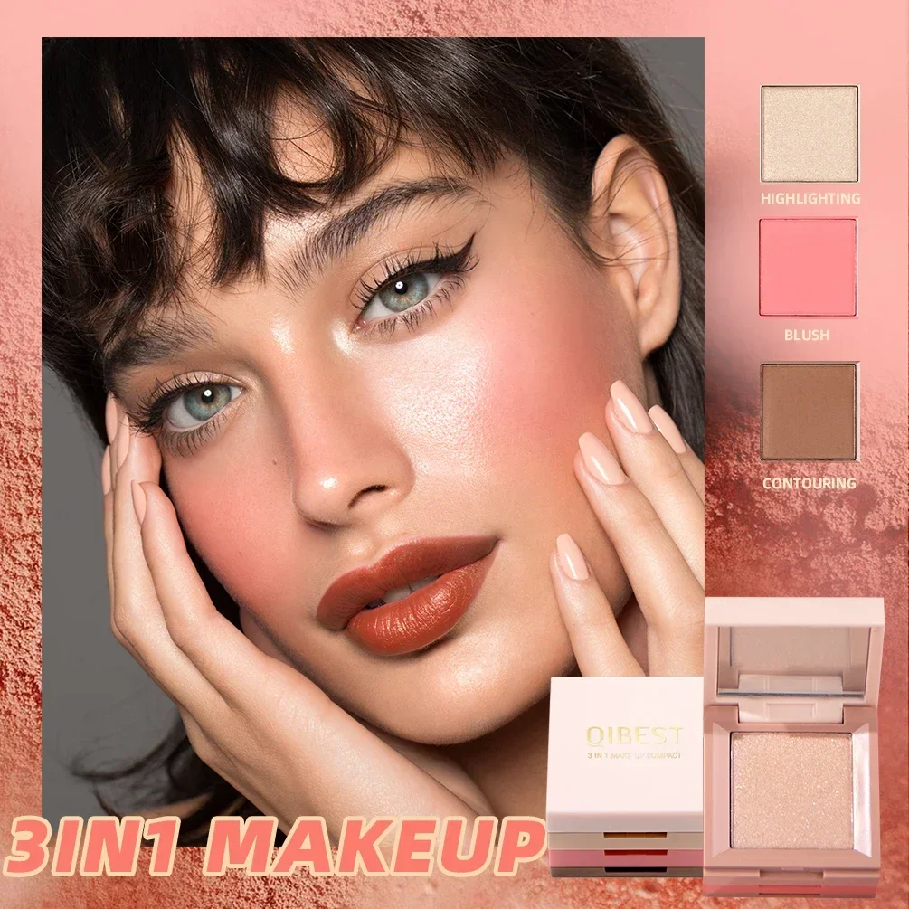 3-in-1 matte highlighter Blush-palet Blush oogschaduw gezicht cosmetica make-up palet vrouwelijk multifunctioneel palet