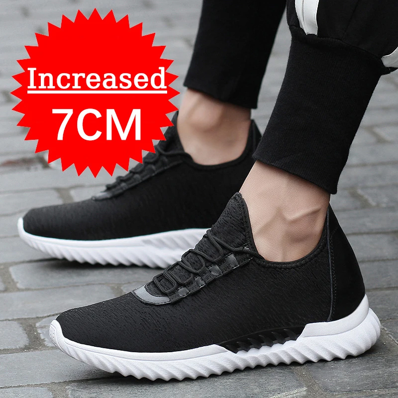 Men Breathable Mesh Elevator Shoes Height Increase Sneakers Shoes for Men 7CM Sports Shoes Invisible Inner Heightening Men Shoes