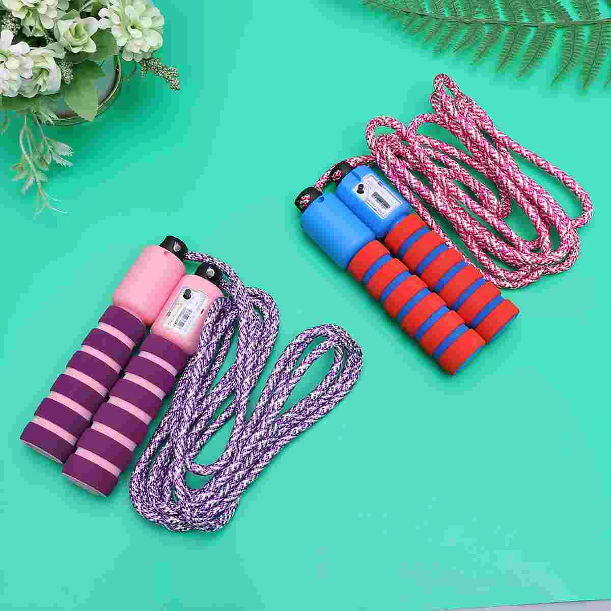 2 Pcs Red and Blue Jump Rope Eletronic Electronic Purple Pink Skipping for Game Counting Automatic