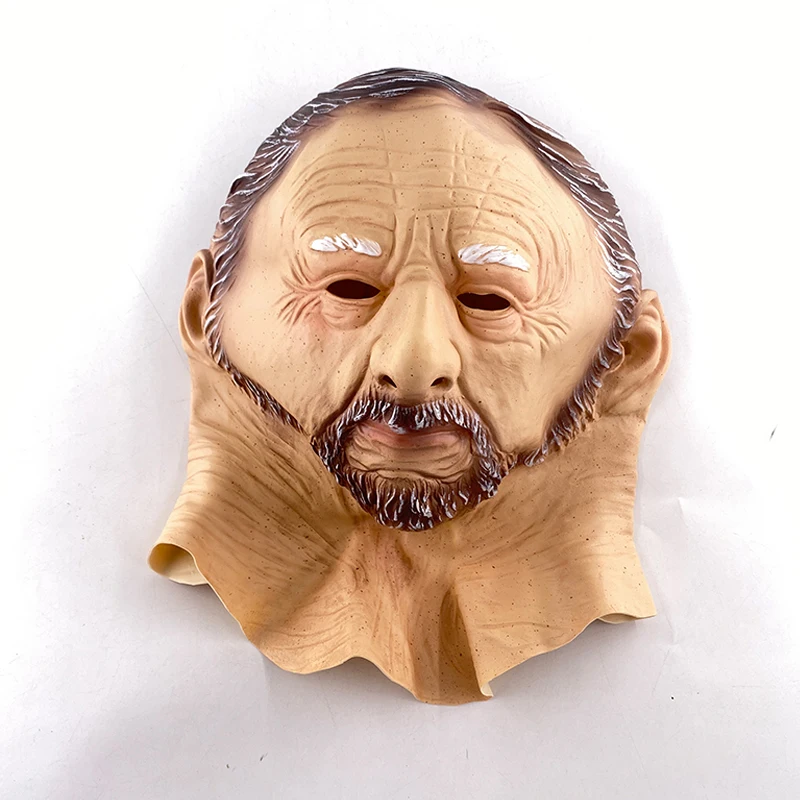 Old Man Latex Headgear Halloween Party Thriller April Fool\'s Day Cosplay Props Realistic Wrinkled Old Man Funny Face Mask