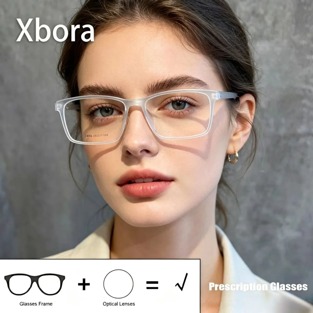 XBORA New 8g TR90 Ultra Light Square Eyeglasses Frame, Fashion Casual Daily Myopia Hyperopia Optical Prescription Glasses 25002M