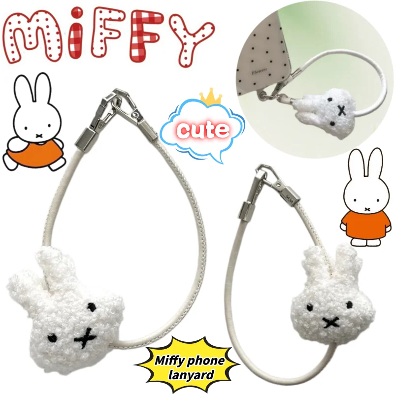 Nuevo cordón Miffy de alto valor estético, modelo de muñeca de dibujos animados, creativo, para hombre y mujer, decoración para carcasa de teléfono móvil y colgante de llaves.