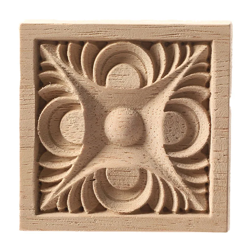 Wood Carved Decal Stripe Corner Appliques Long Hollow Flower Frame Furniture Decor Home Woodcarving Figurines Craft