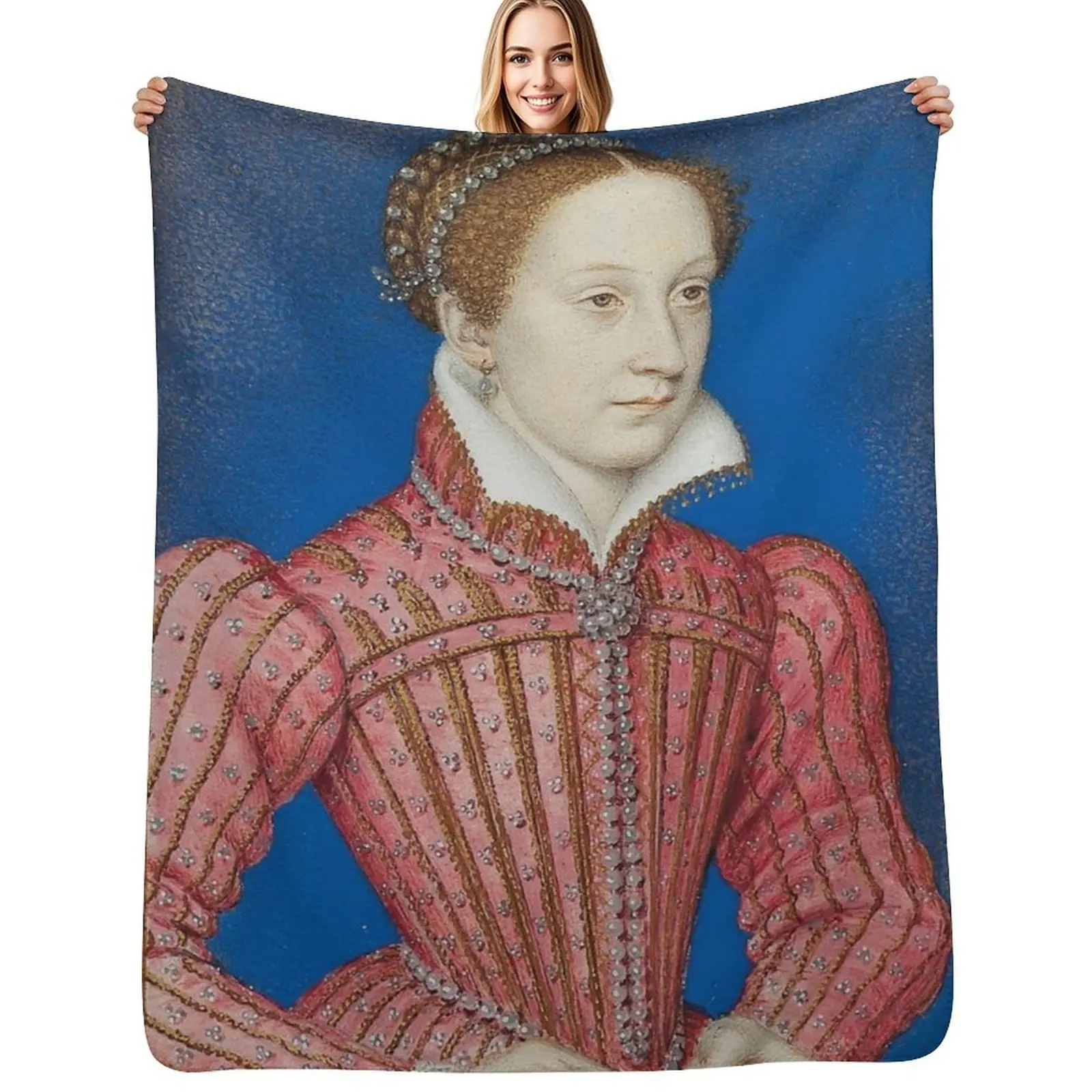 Mary Queen of Scots Vintage Portrait Throw Blanket Flannel Fabric Loose Extra Large Throw sofa bed Thermals For Travel Blankets