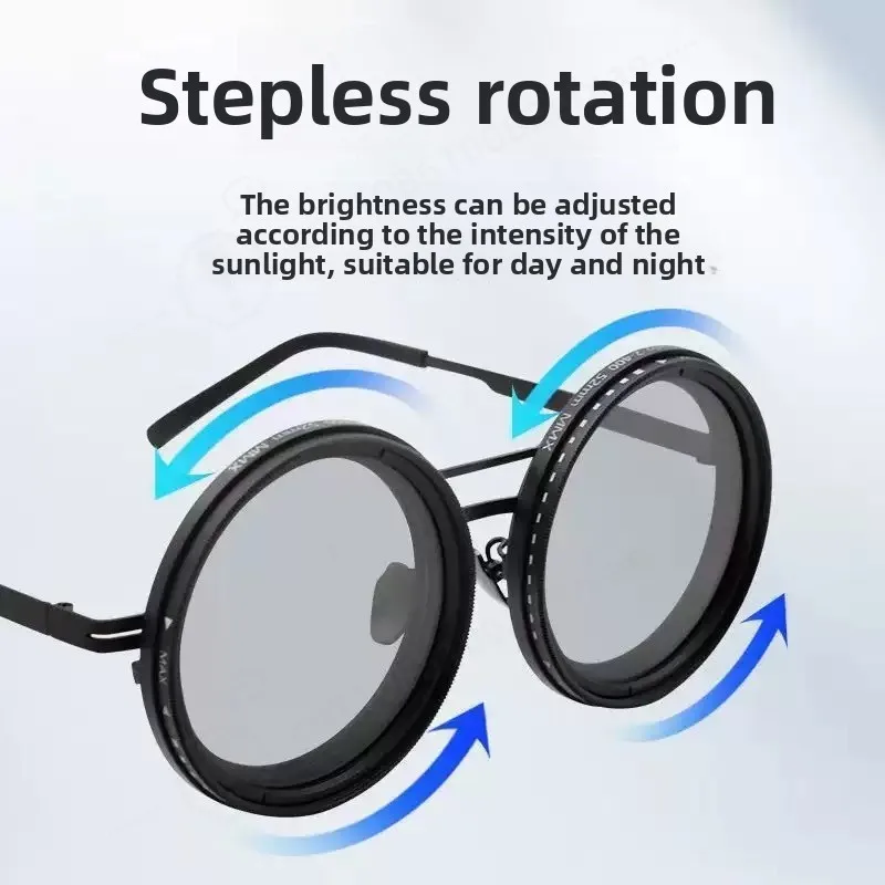 UV400 9-Level Dimming, Polarized Sunglasses, Vintage Steampunk, Adjustable Infinite Rotating Filter, Personalized Outdoor Shades