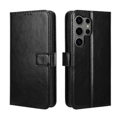 Fit in Samsung Galaxy S25 Ultra Luxury Crazy Horse Leather Case Skin PU Suitable for Galaxy S25 Ultra Phone Case