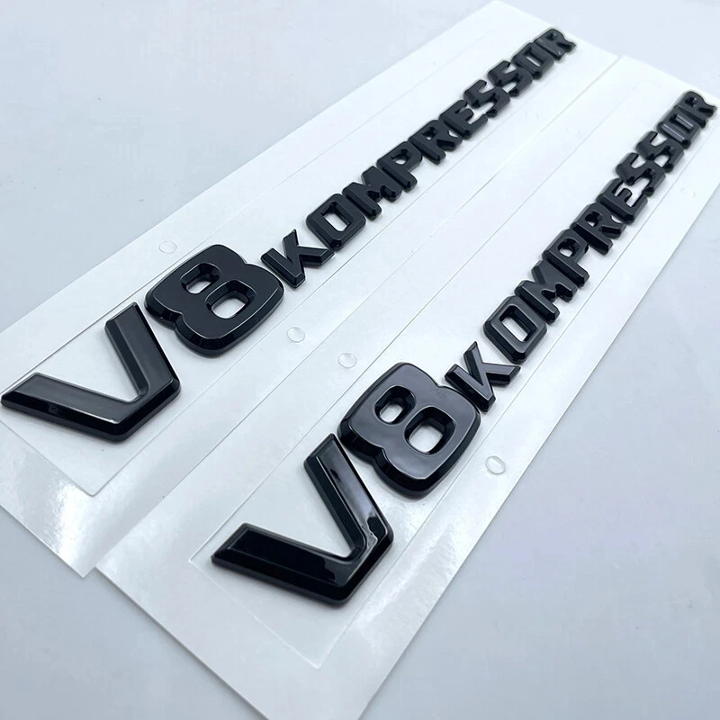 

2X Эмблема V8 KOMPRESSOR глянцевого черного цвета, значок на боковое крыло, подходит для Mercedes AMG