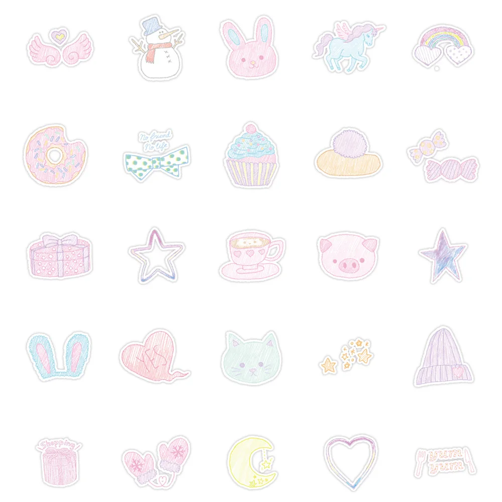 10/30/50 قطعة لطيف الكرتون الوردي تلوين رسم ملصقات Kawaii الإبداعية الكتابة على الجدران ملصق حقيبة زجاجة ماء الهاتف الشارات ديكور