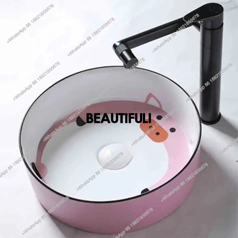 Balcony Hand Wash Basin Countertop Sinks Round Ceramic Wash Sinks Toilet Wash Basin Child Washbasin