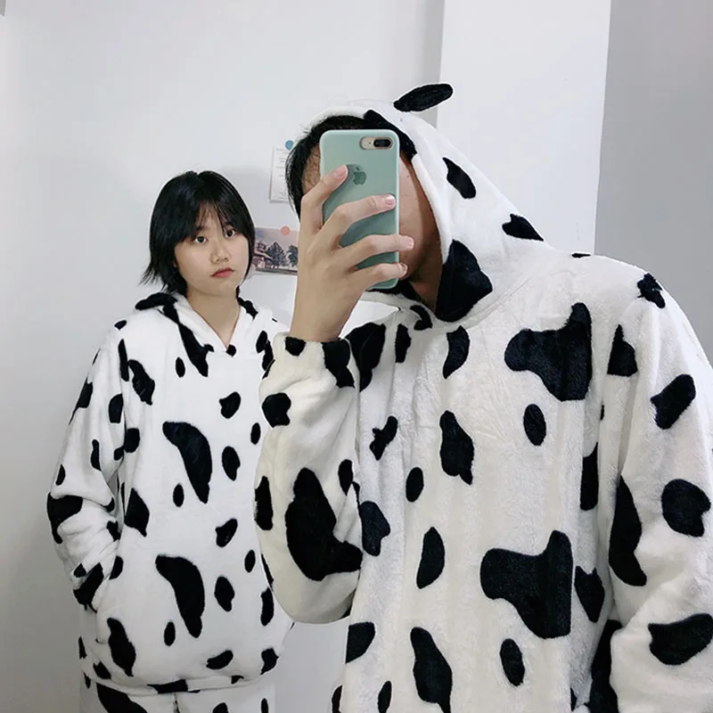 

Корейский комплект Sle Coral Fce для пар, женский осенне-зимний фланелевой комплект домашней одежды с длинным капюшоном све