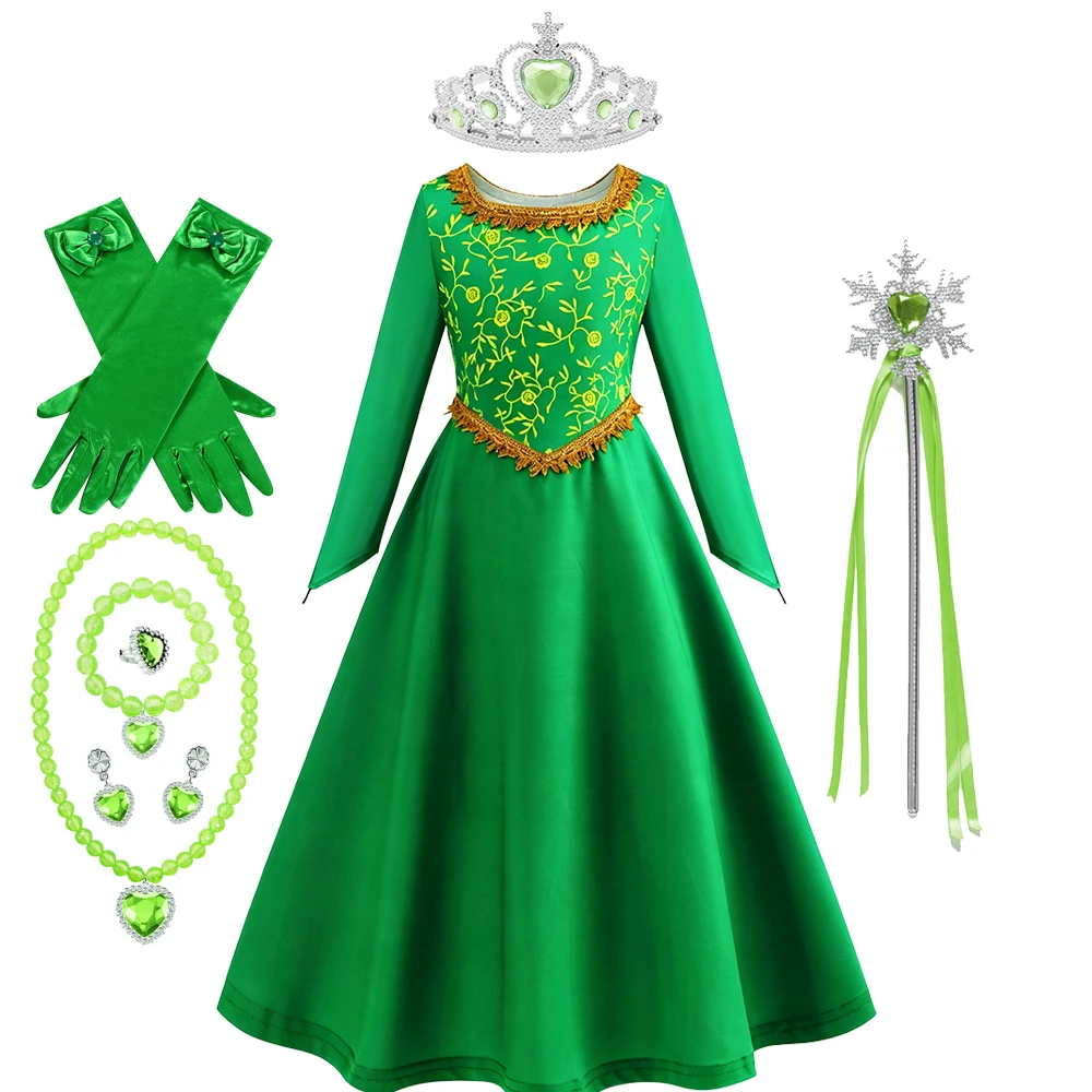 Fiona Kostüm Kinder Grünes Prinzessinnenkleid Teenager Halloween Kostüme Langes Kleid Geburtstagsparty Verkleidung – Detail 8
