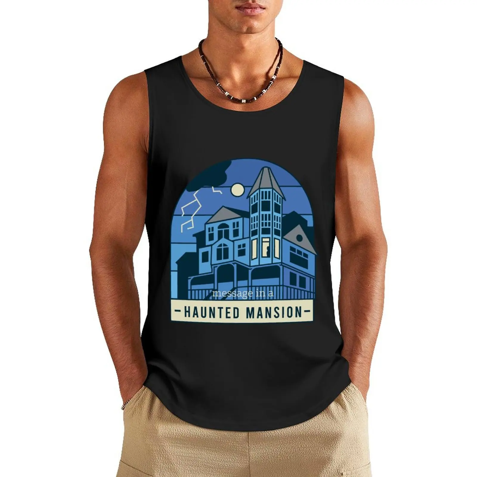 Message in a Haunted Mansion101 Tank Top t shirt gym Men's t shirt gym clothing