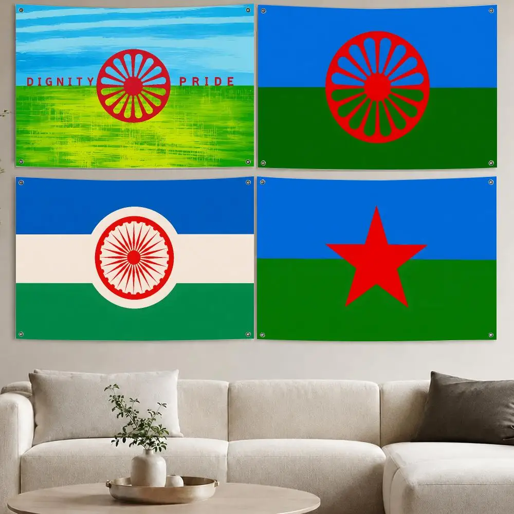 Gypsy Romani Peoples Flags Aesthetic Wall Tapestry Printed Wall Hanging Living Room Party Outdoor Decor