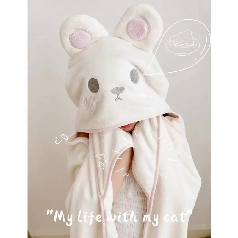 

Kids Hooded Bath Towel Cartoon Bear Thickened Warm Breathable Skin-friendly Absorbent Shower Cloak Baby Non-slip Beach Blanket