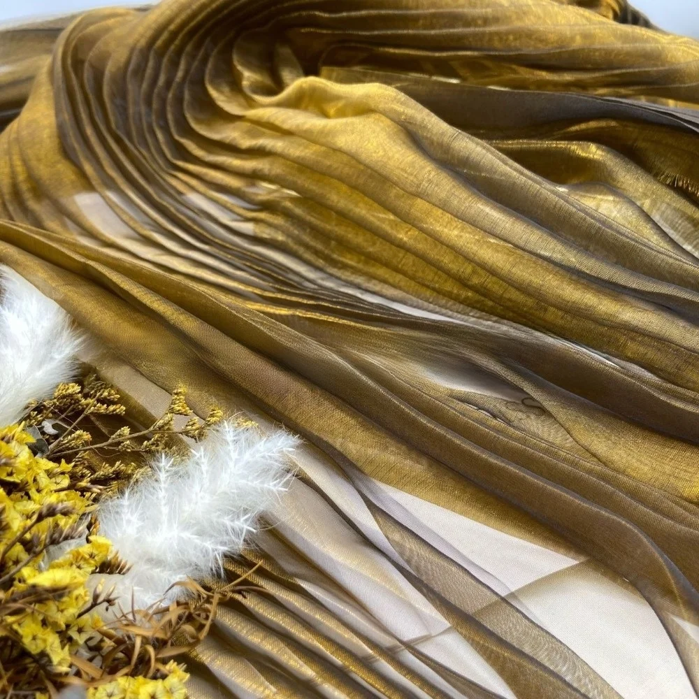 150cm X 1 Yard Organza Pleated Fabric Hardnet Texture Colorful Two-color Three-dimensional Pleated Fabric Handmade Pleated
