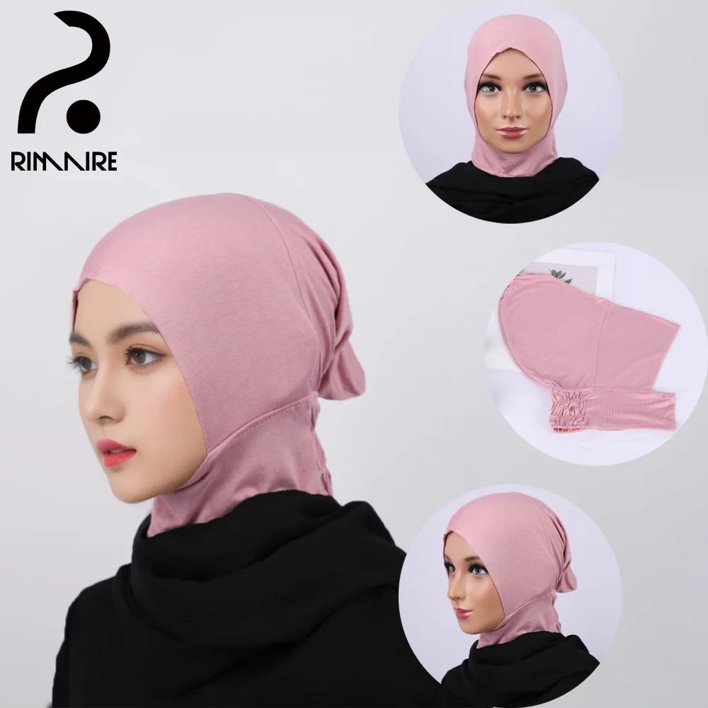 

RIMAIRE Elastic Modal Headscarf Muslim Pure Color Inner Hijab Instant Jersy Hijabs for Women Comfortable and Soft Turban