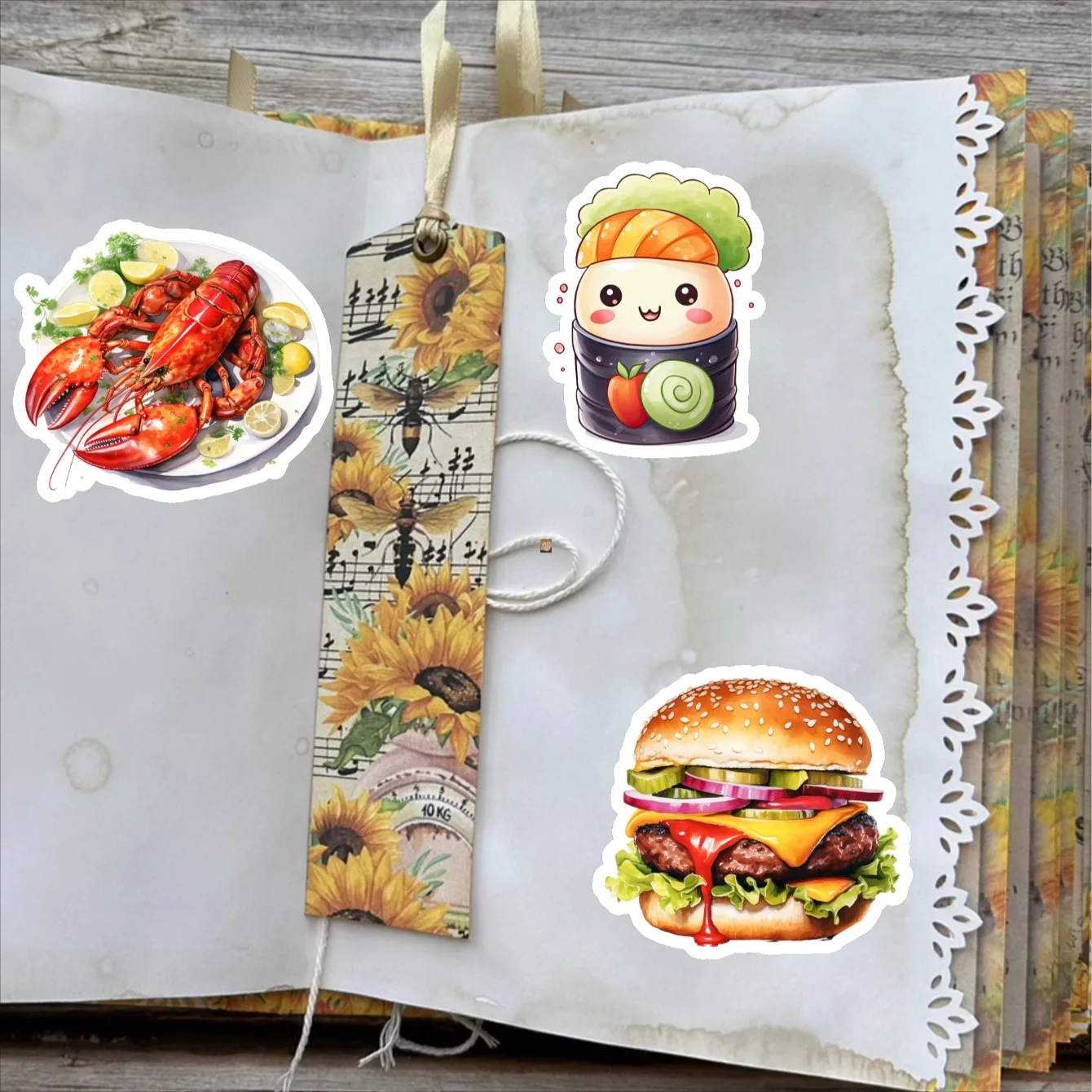 19pcs  Delicious food, hamburger, French fries Stickers Funny Decoration DIY Scrapbooking Journal Phone Diary Album Planner