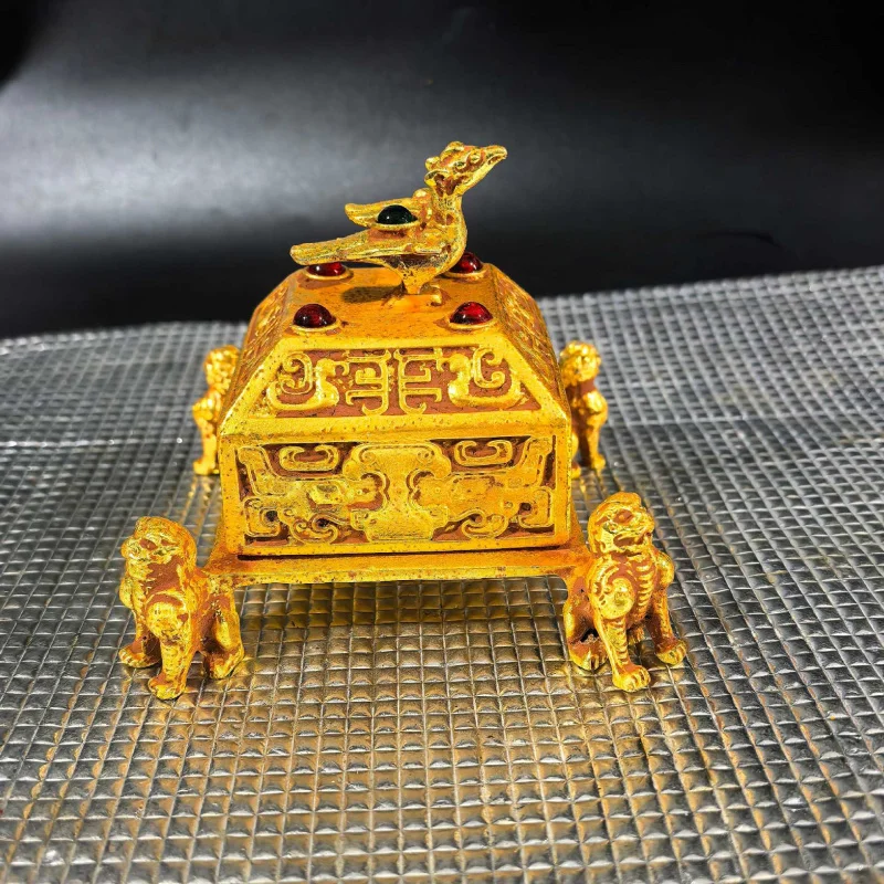 

Gilded household creative square for agarwood and sandalwood, indoor incense burner, Chinese-style aromatherapy o