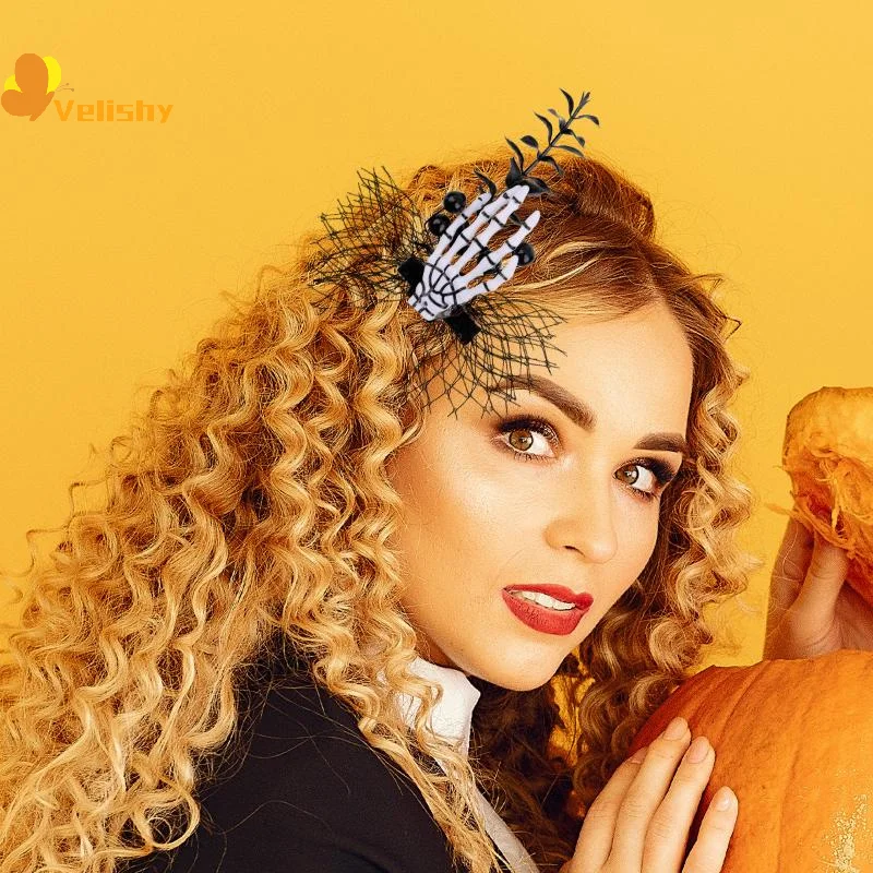 هالوين شبكة العظام مخلب دبوس الشعر شبح مهرجان فستان رقص غريب فراشة الميت فرع الجانب كليب الديكور #4