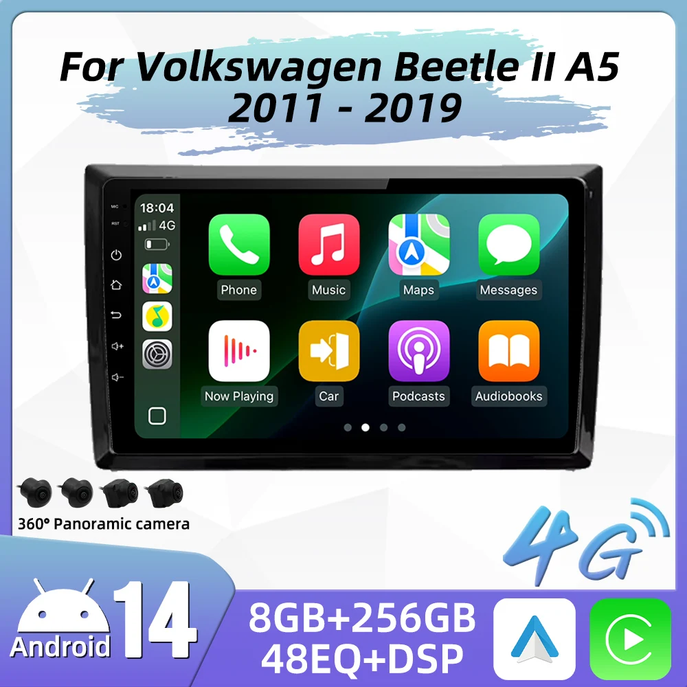 Carplay auto para Volkswagen Beetle II A5 2011 - 2019 Android Radio de coche reproductor Multimedia GPS navegación estéreo táctil 2 Din