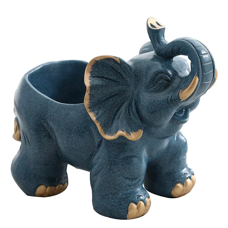 Light luxury creative elephant ornaments, entrance door key storage box,desktop remote control box, resin decorations