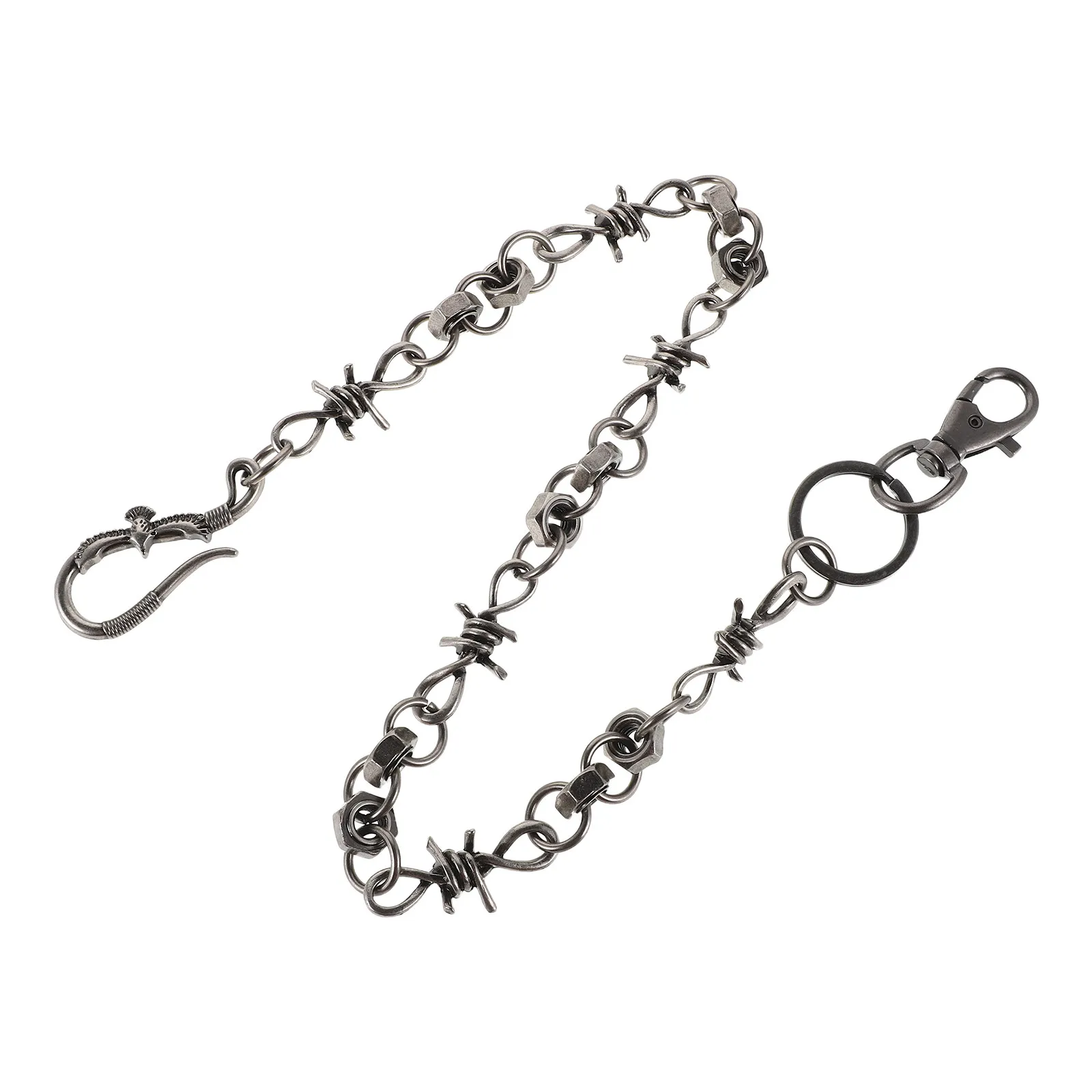 Men's Vintage Metal Pants Chain Waist Punk Rocker Style Keyring Clip for Jeans Trouser Decoration Accessory Chain Belt for Jean