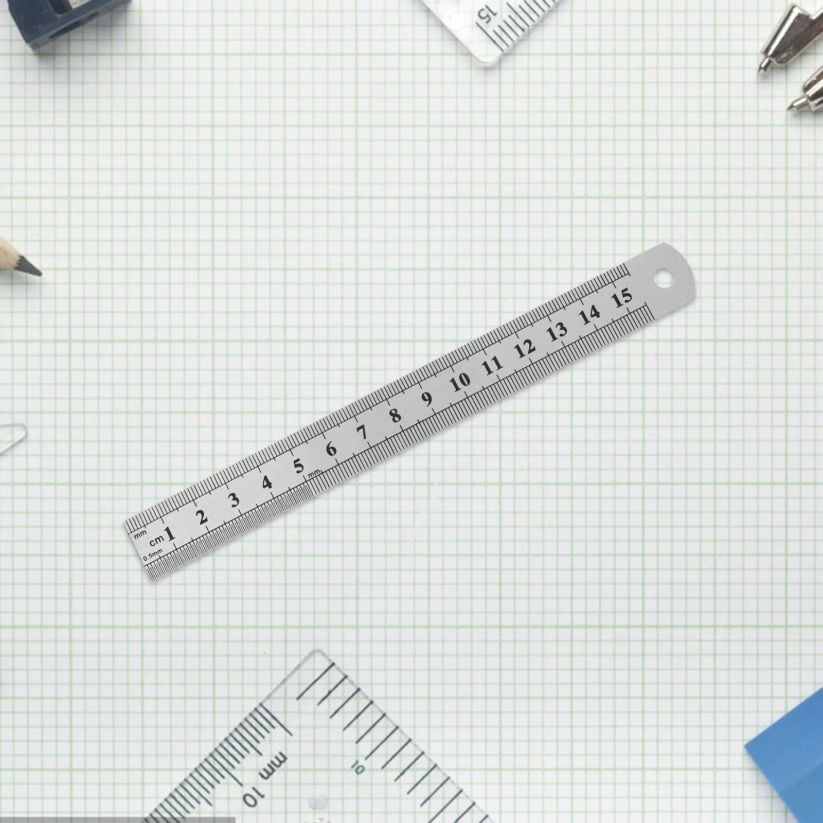 

4 pcs Stainless Steel Rulers Graduated Metal Measuring Tools for Office School Flexible Student Drawing Metric Thickened