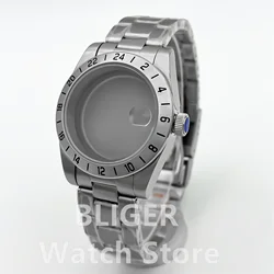 BLIGER 39mm GMT Watch Case Solid bezel Sapphire Glass Stainless Steel Strap Fit NH34 NH35 NH36 ETA2824 PT5000 Movement