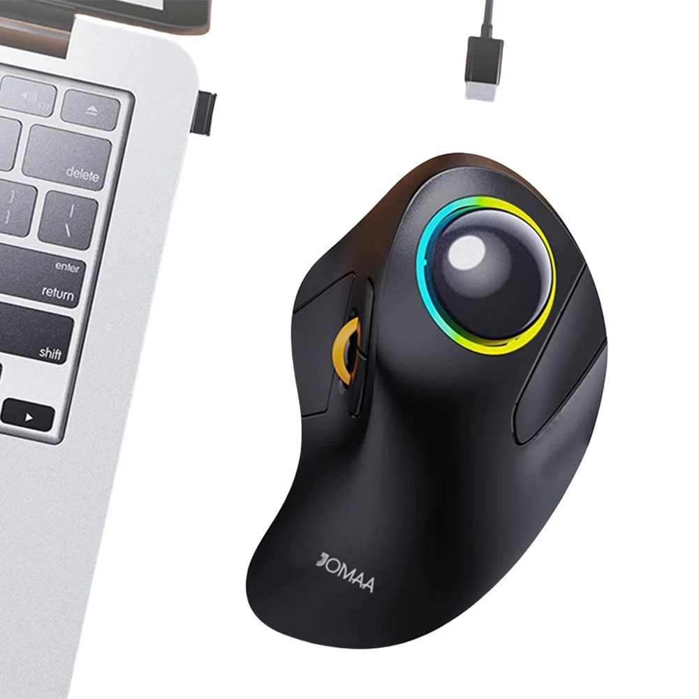 

Rollerball Mouse 2.4G & Bluetooth-Compatible 5 Adjustable DPI Ergonomic RGB Rollerball Mouse 44mm Ball for Mac Windows PC Laptop