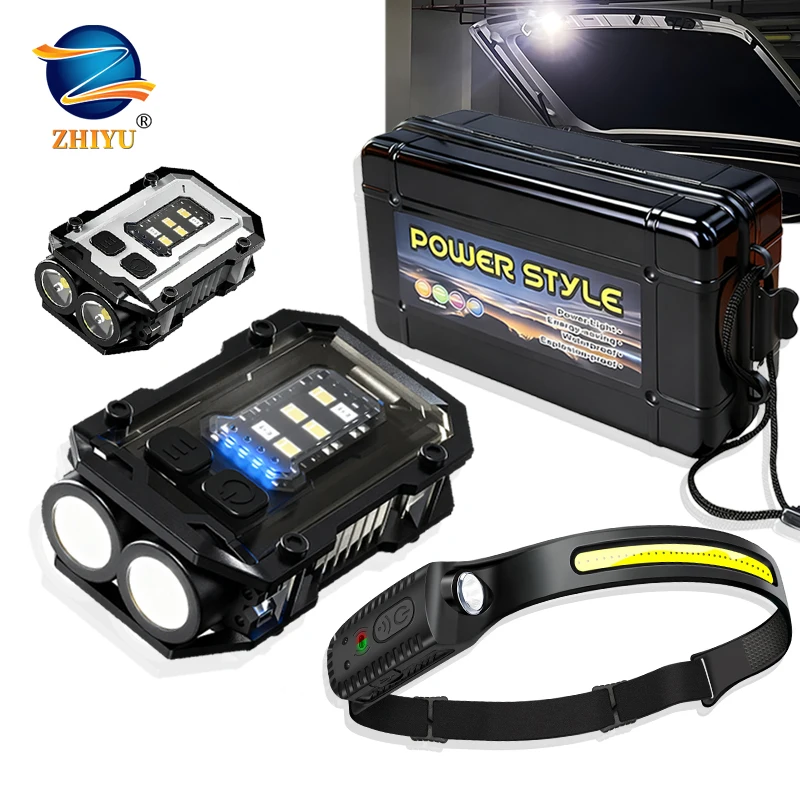 Portable LED Flashlight Super Bright Mini Rechargeable LED Tail Magnet Torch with COB Side Emergency Light for Camping Hiking