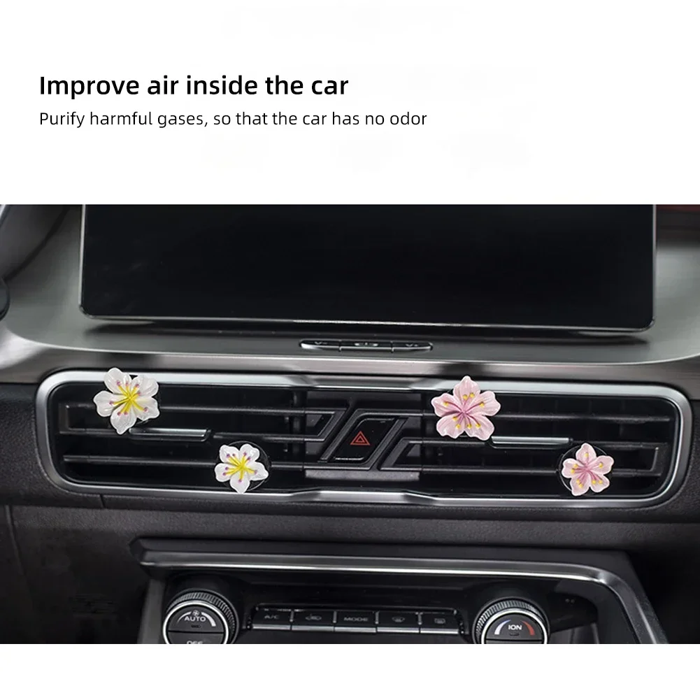 1Pc Car Perfume Clip Flower Air Outlet Car Air Freshener Peach Blossom Aroma Diffuser Car Decoration Accessories Fresh Air