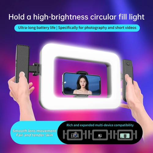 Imagen 2 del producto K03 Anillo de mano portátil, luz LED, nueva jaula de conejo, iluminación, lámpara de fotografía para transmisión en vivo móvil, decoración de luz para Selfie