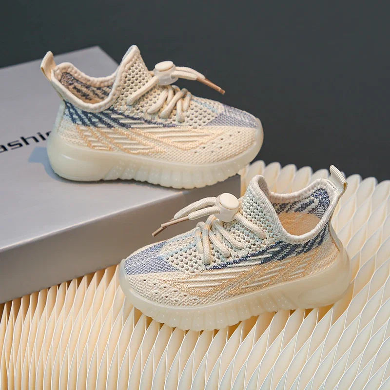 Spring and Autumn Sneakers Kids Soft Breathable Running Knitting Infant Teenage Mesh Sports Boy Girl Lightweight Coconut Shoes