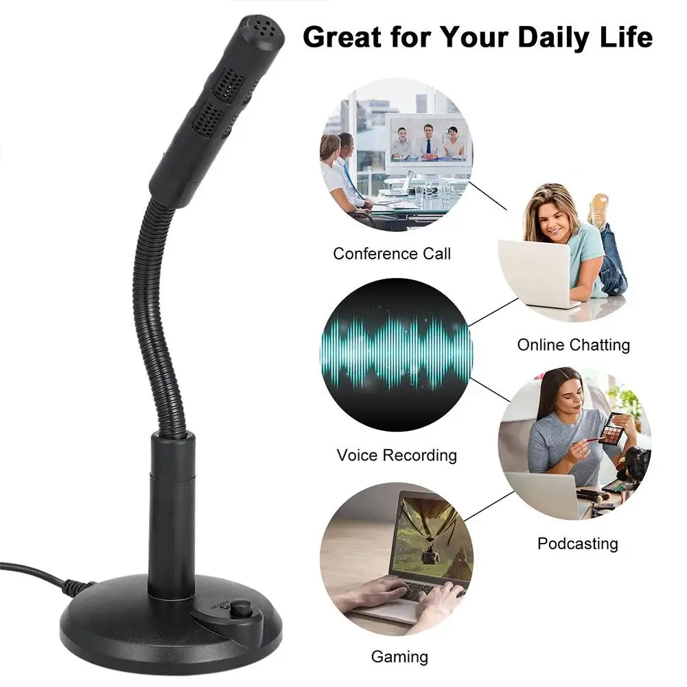 USB Laptop Microphone Voice Chat Recording Mic For PC Desktop Karaoke
