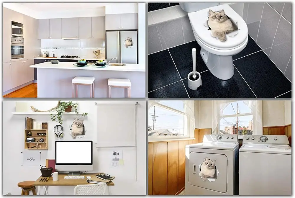 Three Ratels FTC-1048 3D Cat Stickers Siberian Kitty  for Car Window Wall Fridge Toilet  Decorations Living Room