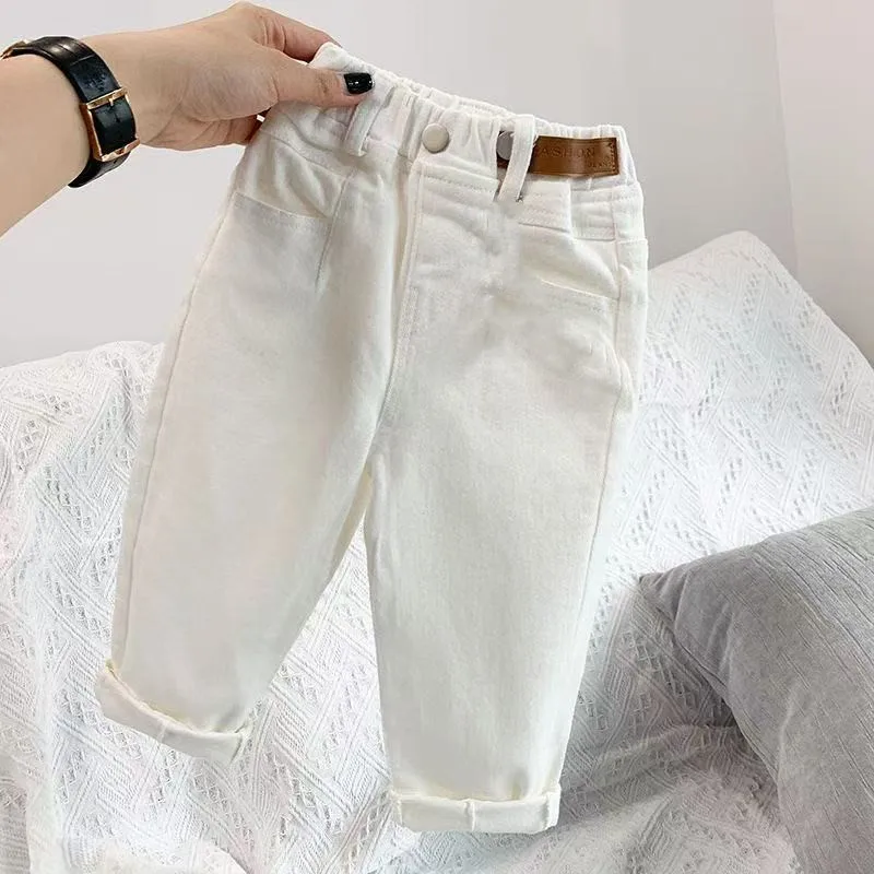 

Boys Pants Spring and Autumn Children's Casual Pants Foreign Korean Cotton Pants Baby White Elastic Pants 80-160CM