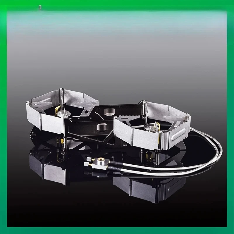Portable Camping Stove Expandable Double Cooktop Outdoor Folding Gas Burner High Power Ground Stove Camping Furnace