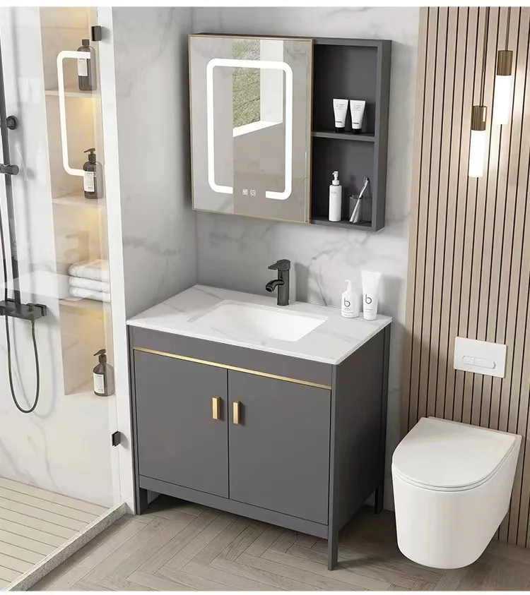 

Factory Direct Wholesale Modern Bathroom Vanity with Smart Mirror Wall-mounted Aluminum Vanity Cabinet for Hotel & Bedroom Use